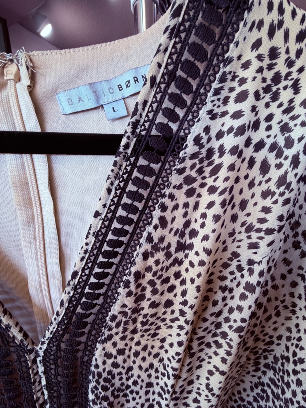 Baltic Born Women's Maxi Dress with Black Trim - Cream Cheetah Print - Picture 8 of 10